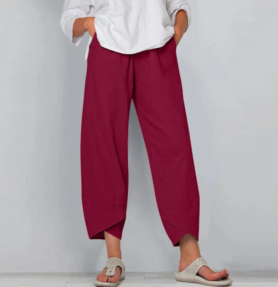 Pantalon Fluide Femme en Coton avec Taille Élastique | Confort Optimal pour le Printemps 1