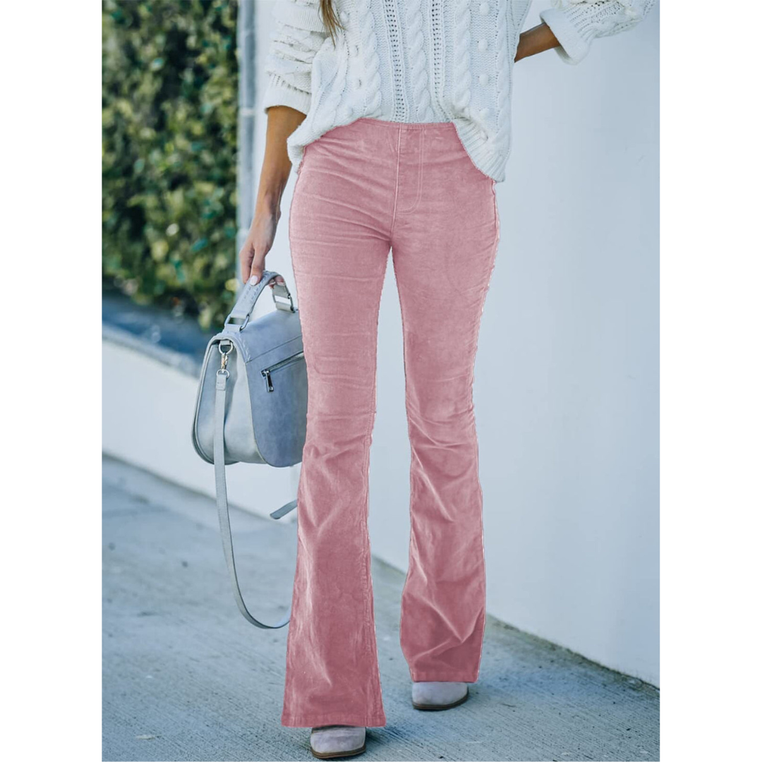 Pantalon Fluide Femme en Velours Côtelé avec Taille Haute | Confort et Élégance pour un Style Polyvalent 1