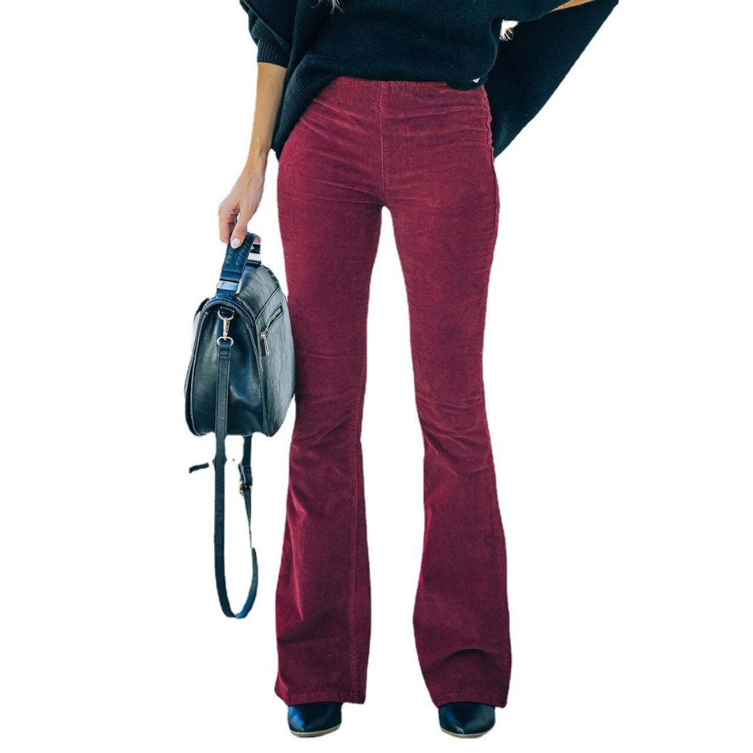 Pantalon Fluide Femme en Velours Côtelé avec Taille Haute | Confort et Élégance pour un Style Polyvalent 2