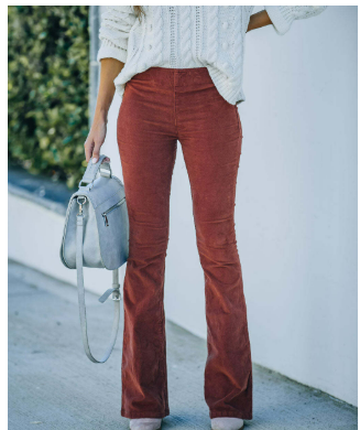 Pantalon Fluide Femme en Velours Côtelé avec Taille Haute | Confort et Élégance pour un Style Polyvalent 3