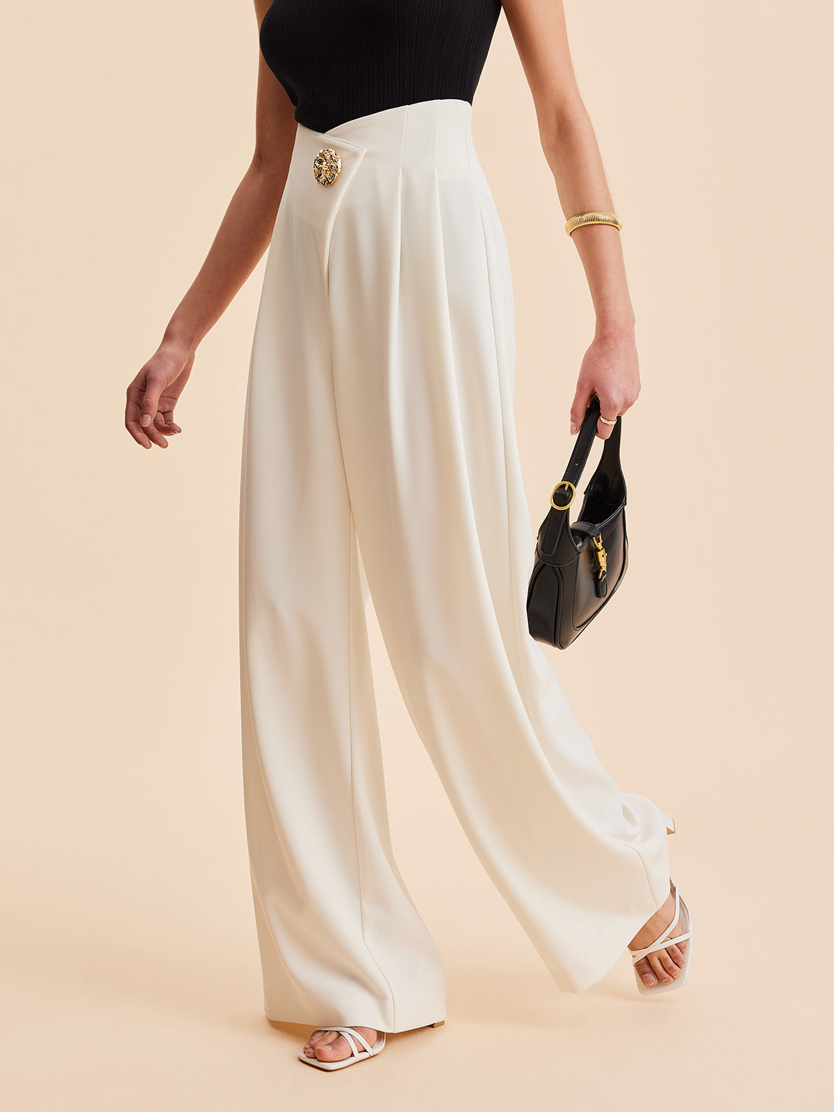 Pantalon Large Femme | Tissu Tissé avec Design Asymétrique | Élégance et Confort pour Toutes Occasions 3