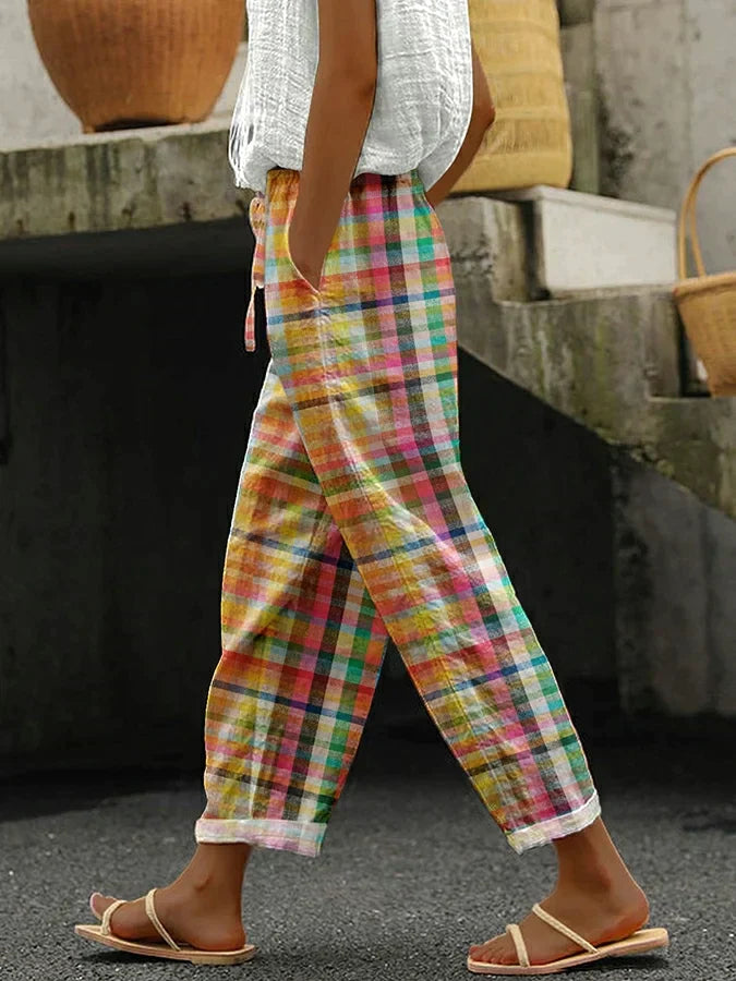 Pantalon à Carreaux Élégant avec Taille Élastique | Confort Optimal pour Tous les Jours 0