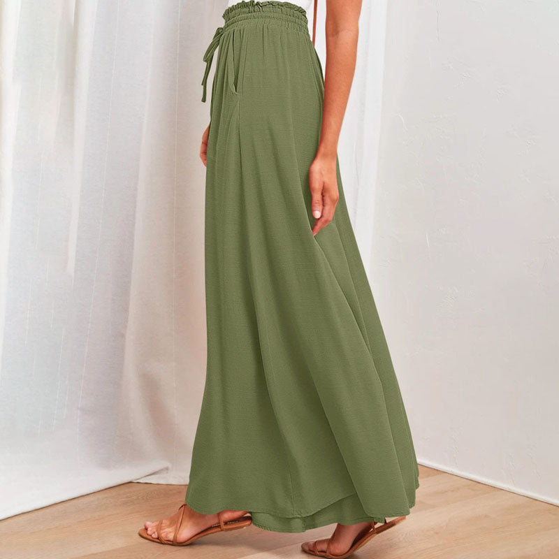 Pantalon d'Été Femme Large avec Taille Haute et Cordon de Serrage | Confort Léger pour Journées Ensoleillées 3