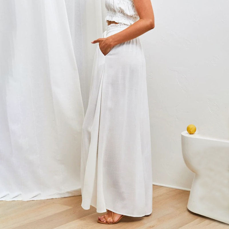 Pantalon d'Été Femme Large avec Taille Haute et Cordon de Serrage | Confort Léger pour Journées Ensoleillées 8