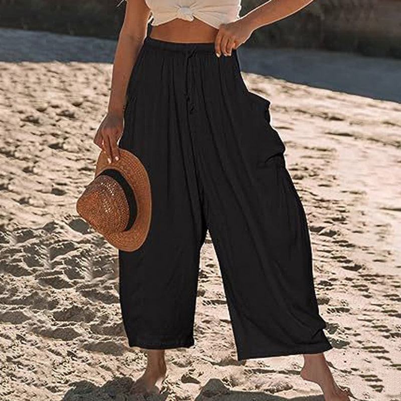 Pantalon d'Été Femme | Pantalon Sarouel Légère avec Ceinture Élastique | Style Décontracté pour Confort et Liberté 0