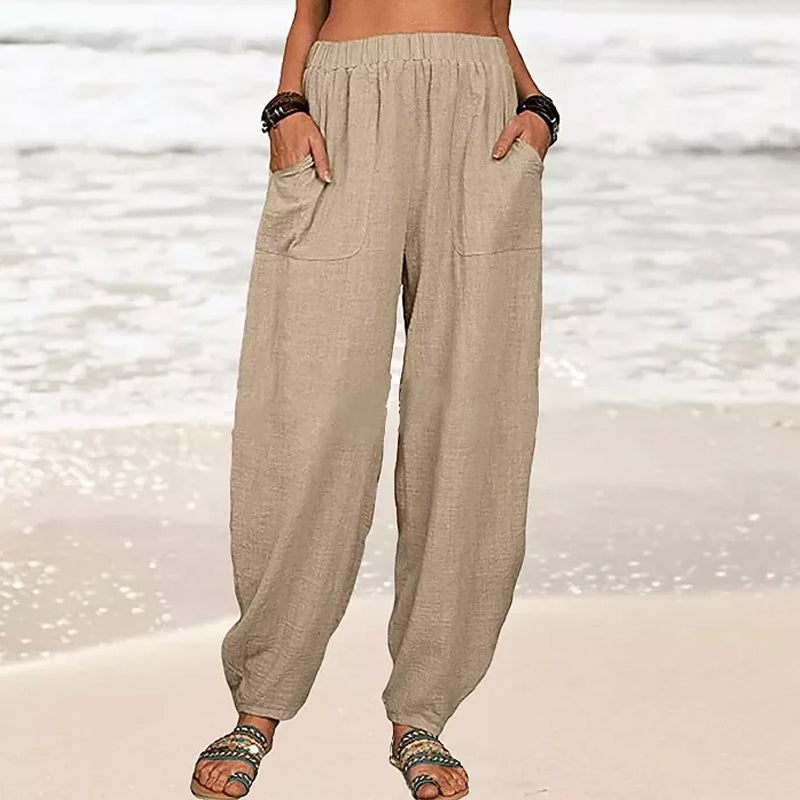 Pantalon de Plage Décontracté en Polyester avec Taille Élastique | Confort Optimal pour Journées Ensoleillées 1