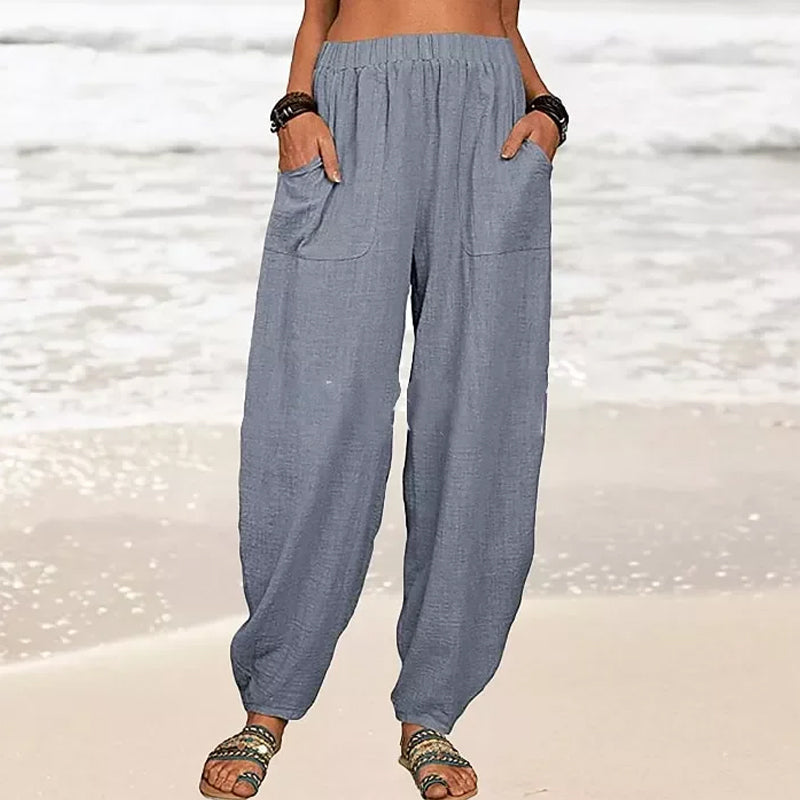 Pantalon de Plage Décontracté en Polyester avec Taille Élastique | Confort Optimal pour Journées Ensoleillées 2