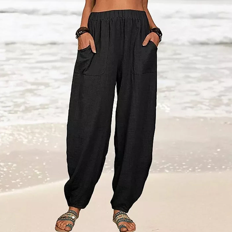 Pantalon de Plage Décontracté en Polyester avec Taille Élastique | Confort Optimal pour Journées Ensoleillées 3