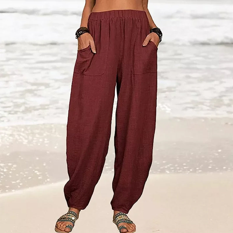 Pantalon de Plage Décontracté en Polyester avec Taille Élastique | Confort Optimal pour Journées Ensoleillées 4