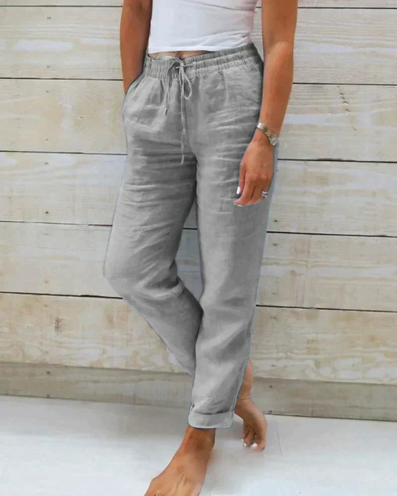 Pantalon en Lin Léger Homme avec Taille Élastique | Confort Optimal pour Journées Chaudes 0