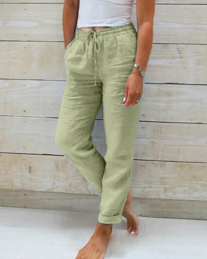 Pantalon en Lin Léger Homme avec Taille Élastique | Confort Optimal pour Journées Chaudes 1