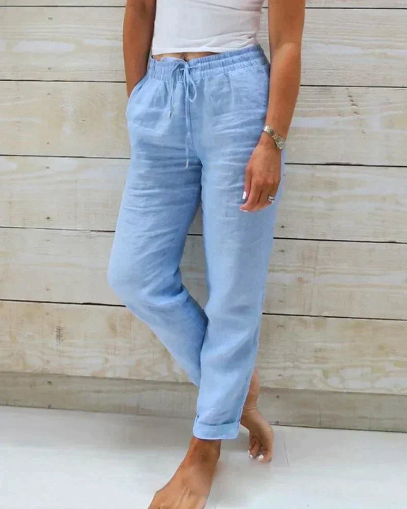 Pantalon en Lin Léger Homme avec Taille Élastique | Confort Optimal pour Journées Chaudes 2