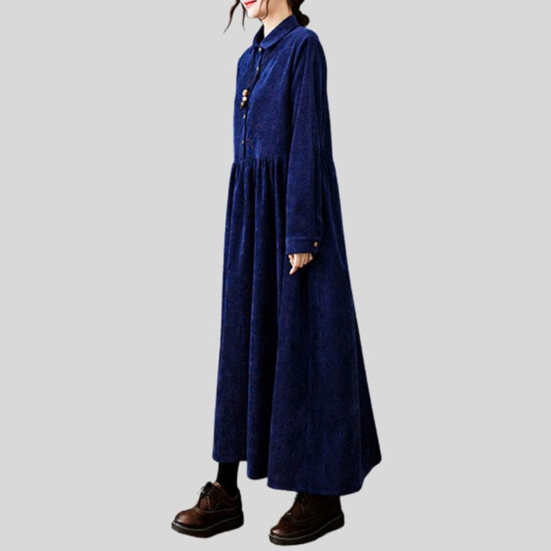 Robe-Longue-Velours-Cotelé