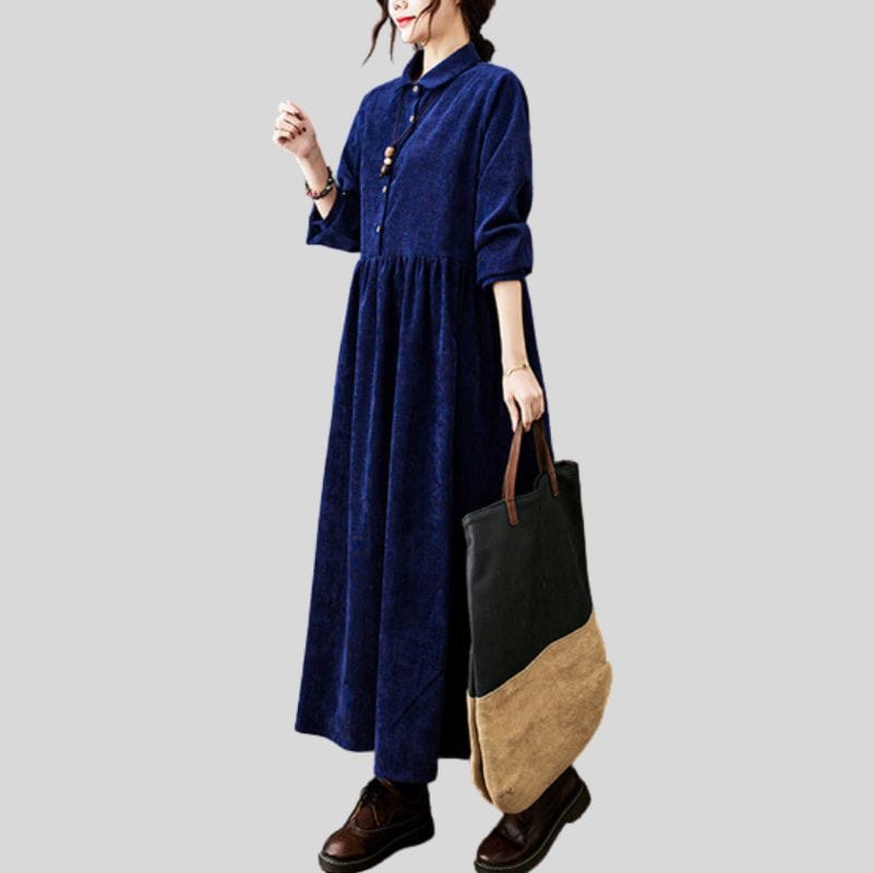 Robe-Longue-Velours-Cotelé