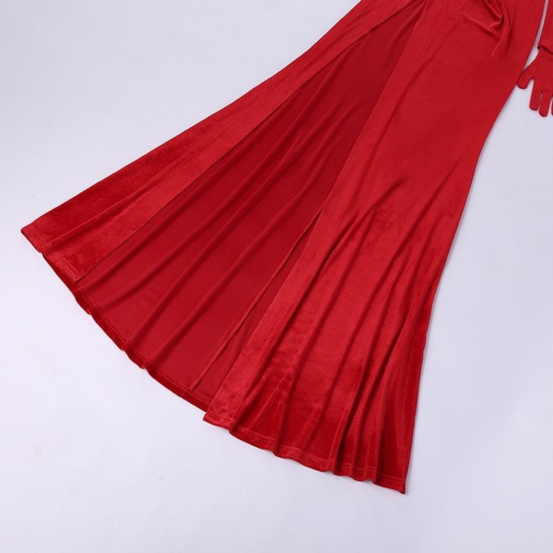 Robe-Longue-Velours-Rouge