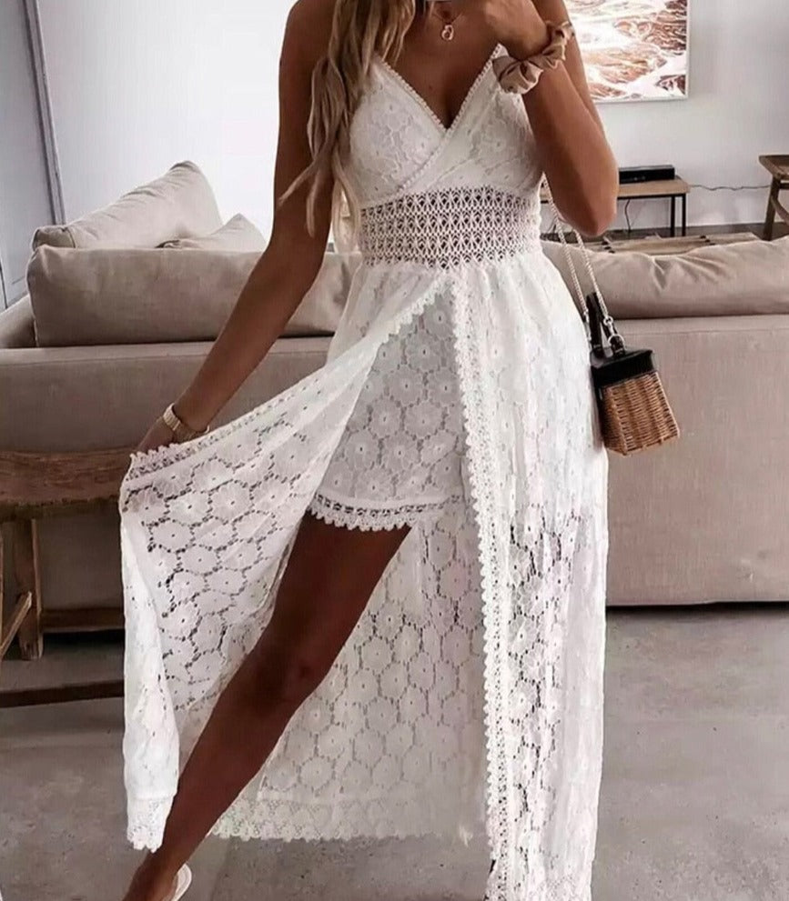 Robe-Slip Élégante avec Décolleté en V et Dentelle | Silhouette Flatteuse pour Confort et Style 6