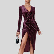 Robe-Velour-Manche-Longue
