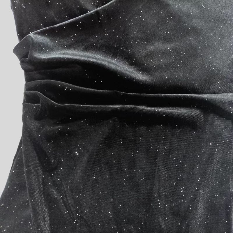 Robe-Velour-Noir-Manche-Longue