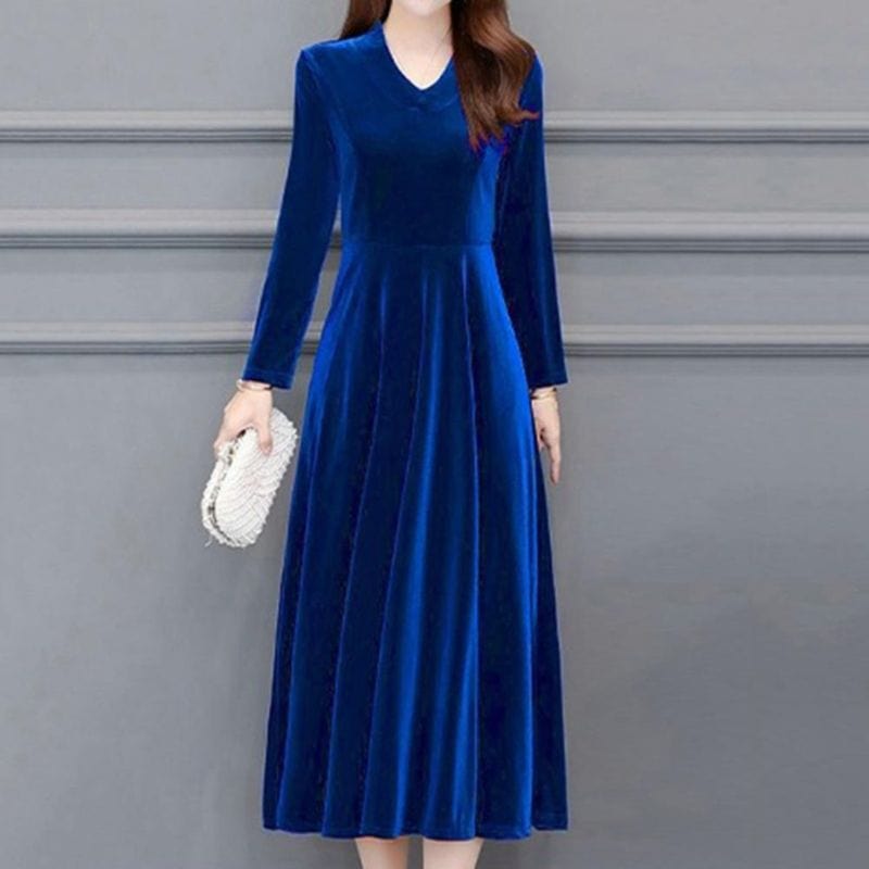 Robe velours online bleu