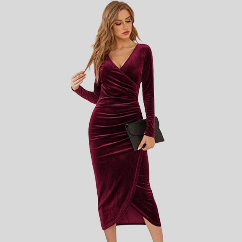 Robe-Velours-Bordeaux