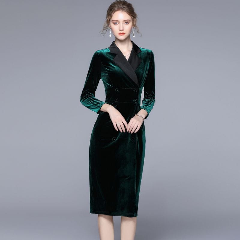 Robe velour 2025 vert emeraude