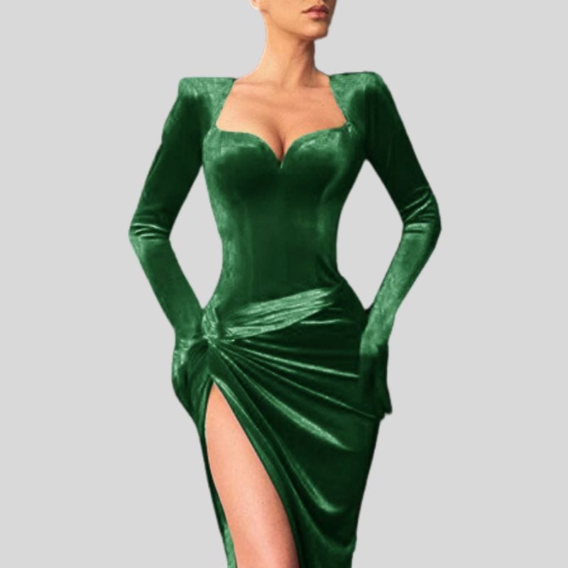 Robe-Velours-Vert-Sapin