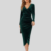 Robe-Velours-Verte