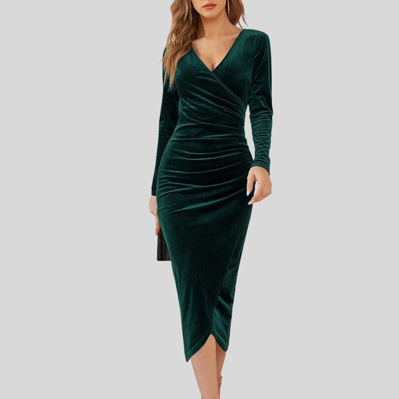 Robe-Velours-Verte