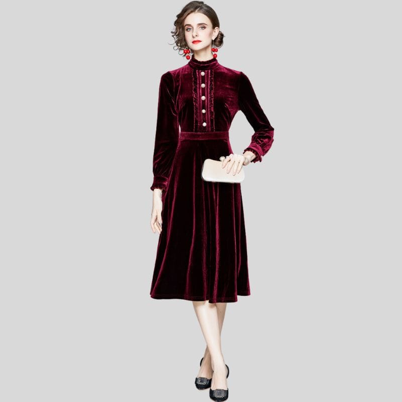 Robe-en-Velours-Bordeaux