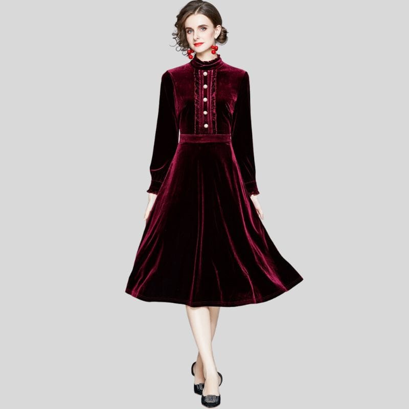 Robe-en-Velours-Bordeaux