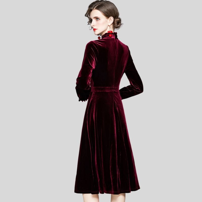 Robe-en-Velours-Bordeaux