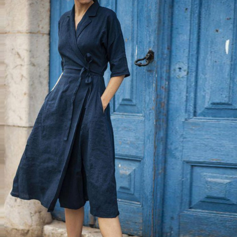 Robe Chemise Femme Midi Chic avec Ceinture - Élégance Polyvalente pour Toutes Occasions 0