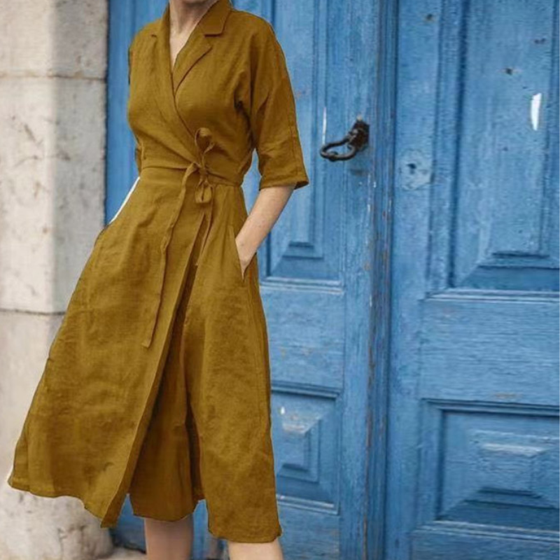 Robe Chemise Femme Midi Chic avec Ceinture - Élégance Polyvalente pour Toutes Occasions 2
