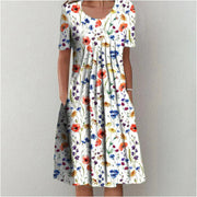 Robe D'Été Femme Fleurie Évasée Avec Poches Pratiques | Élégance Et Confort Pour Toutes Les Occasions 0