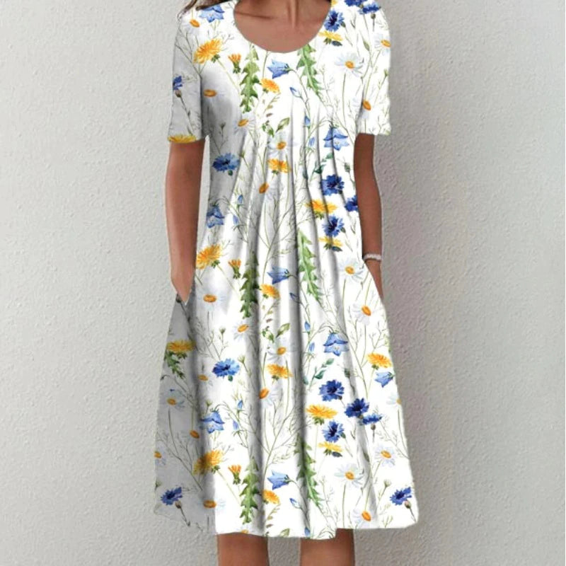 Robe D'Été Femme Fleurie Évasée Avec Poches Pratiques | Élégance Et Confort Pour Toutes Les Occasions 1
