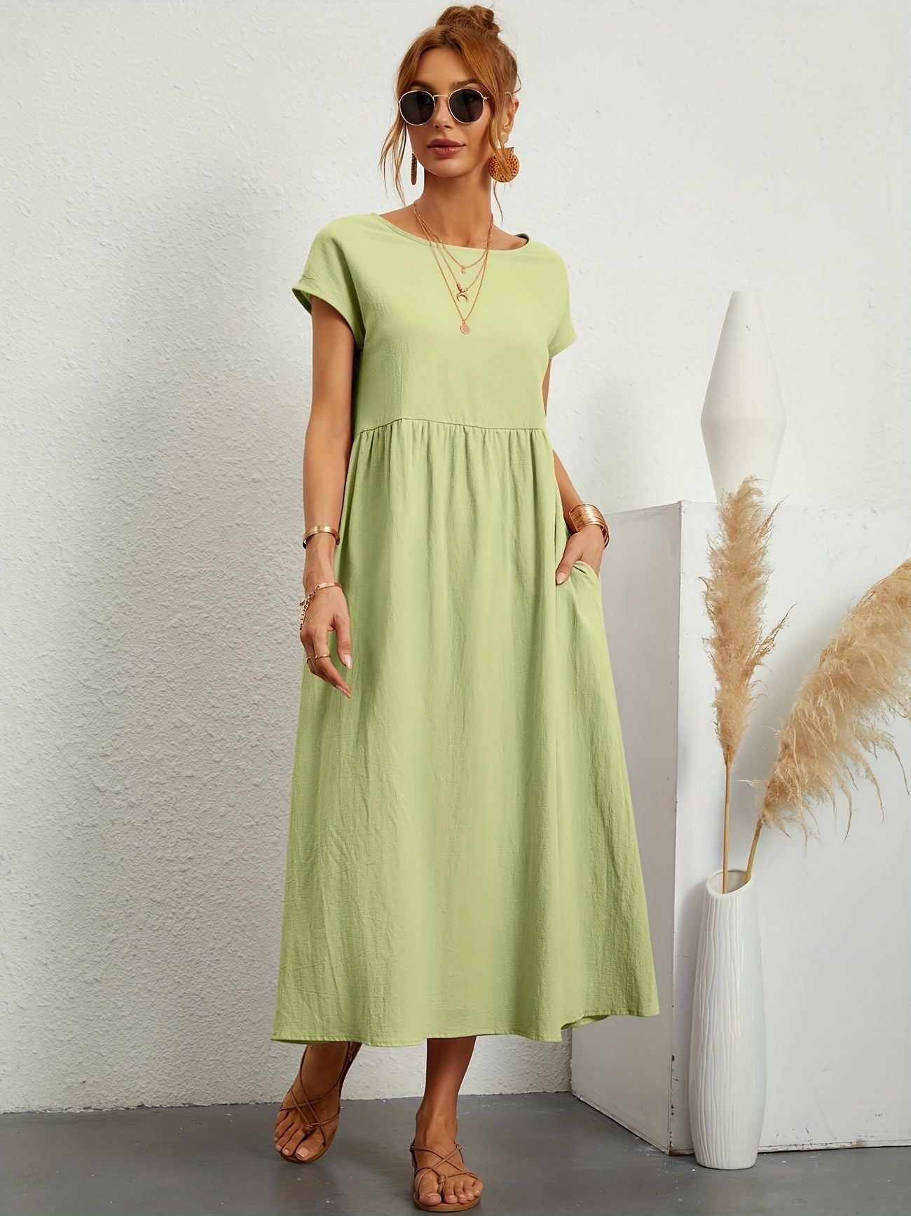Robe Décontractée Femme | Tenue Chic Décontractée avec Encolure en O | Style Polyvalent pour Confort Quotidien 13