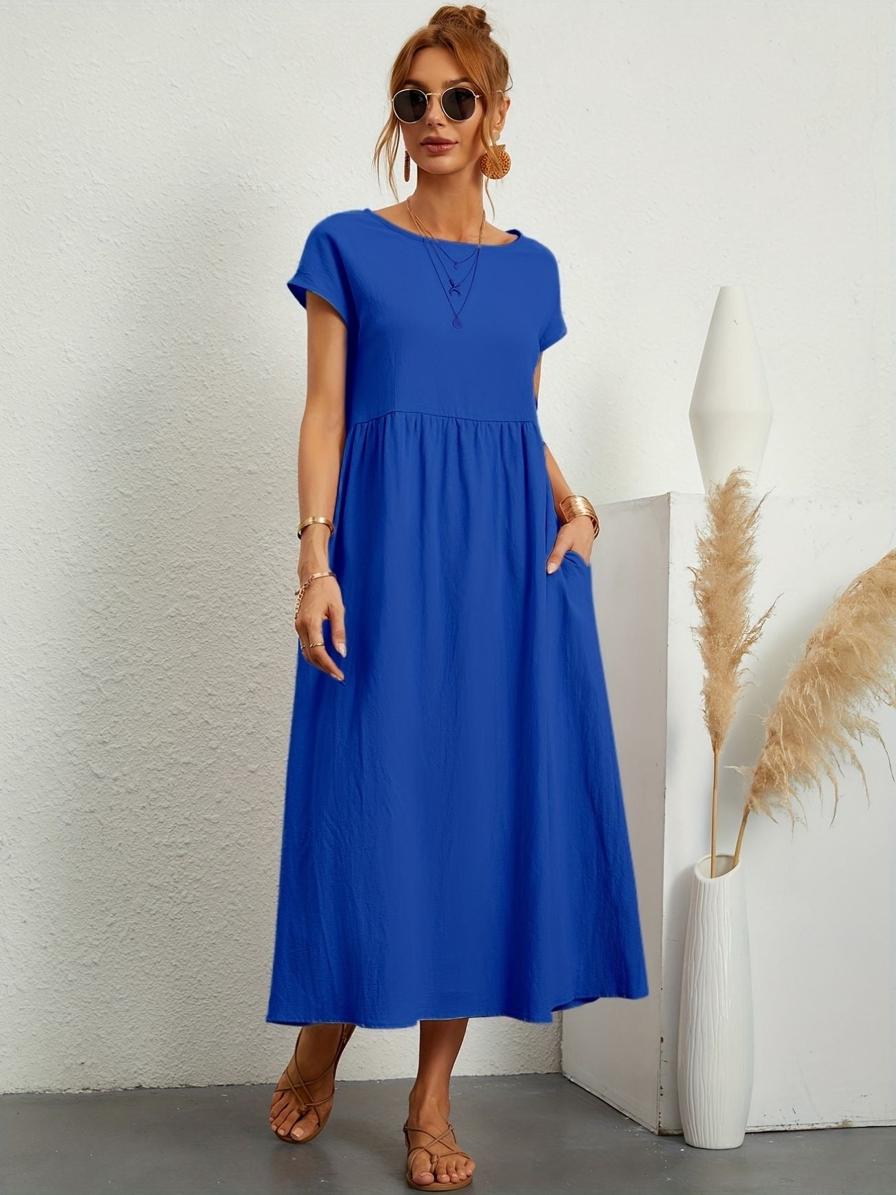 Robe Décontractée Femme | Tenue Chic Décontractée avec Encolure en O | Style Polyvalent pour Confort Quotidien 5