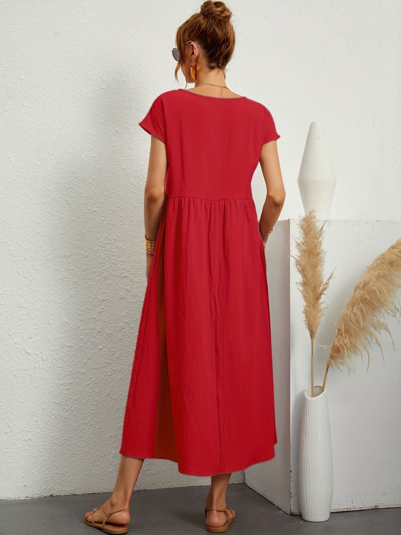 Robe Décontractée Femme | Tenue Chic Décontractée avec Encolure en O | Style Polyvalent pour Confort Quotidien 6