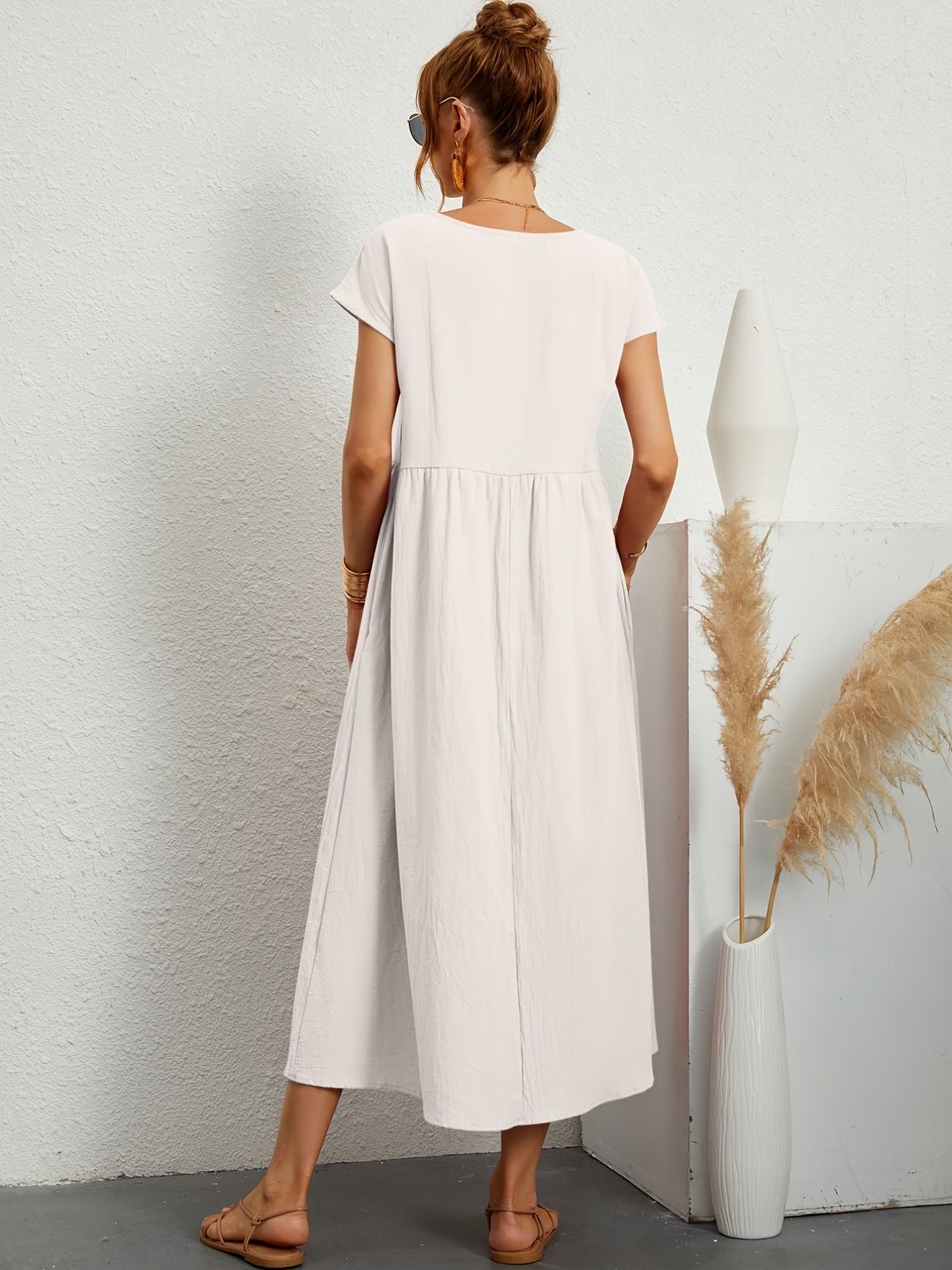 Robe Décontractée Femme | Tenue Chic Décontractée avec Encolure en O | Style Polyvalent pour Confort Quotidien 8