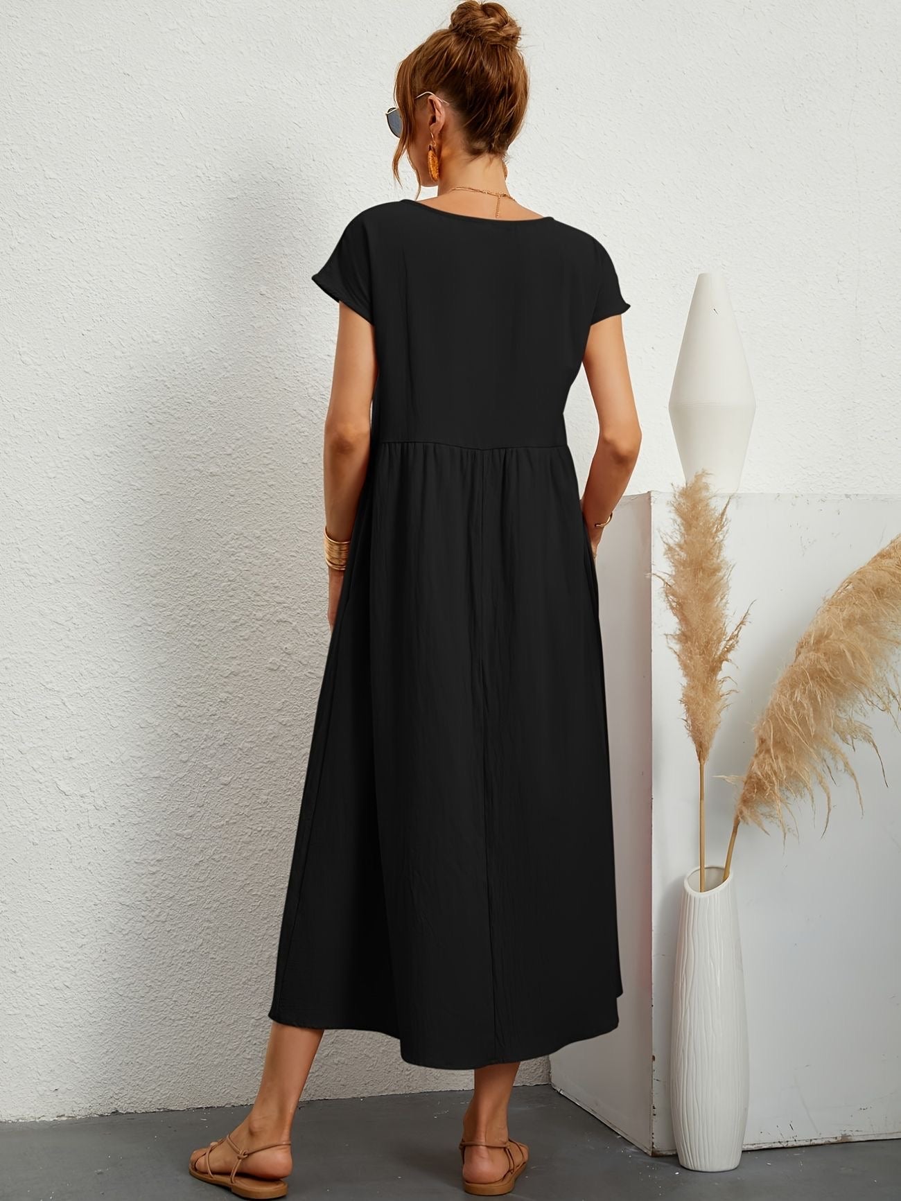 Robe Décontractée Femme | Tenue Chic Décontractée avec Encolure en O | Style Polyvalent pour Confort Quotidien 9
