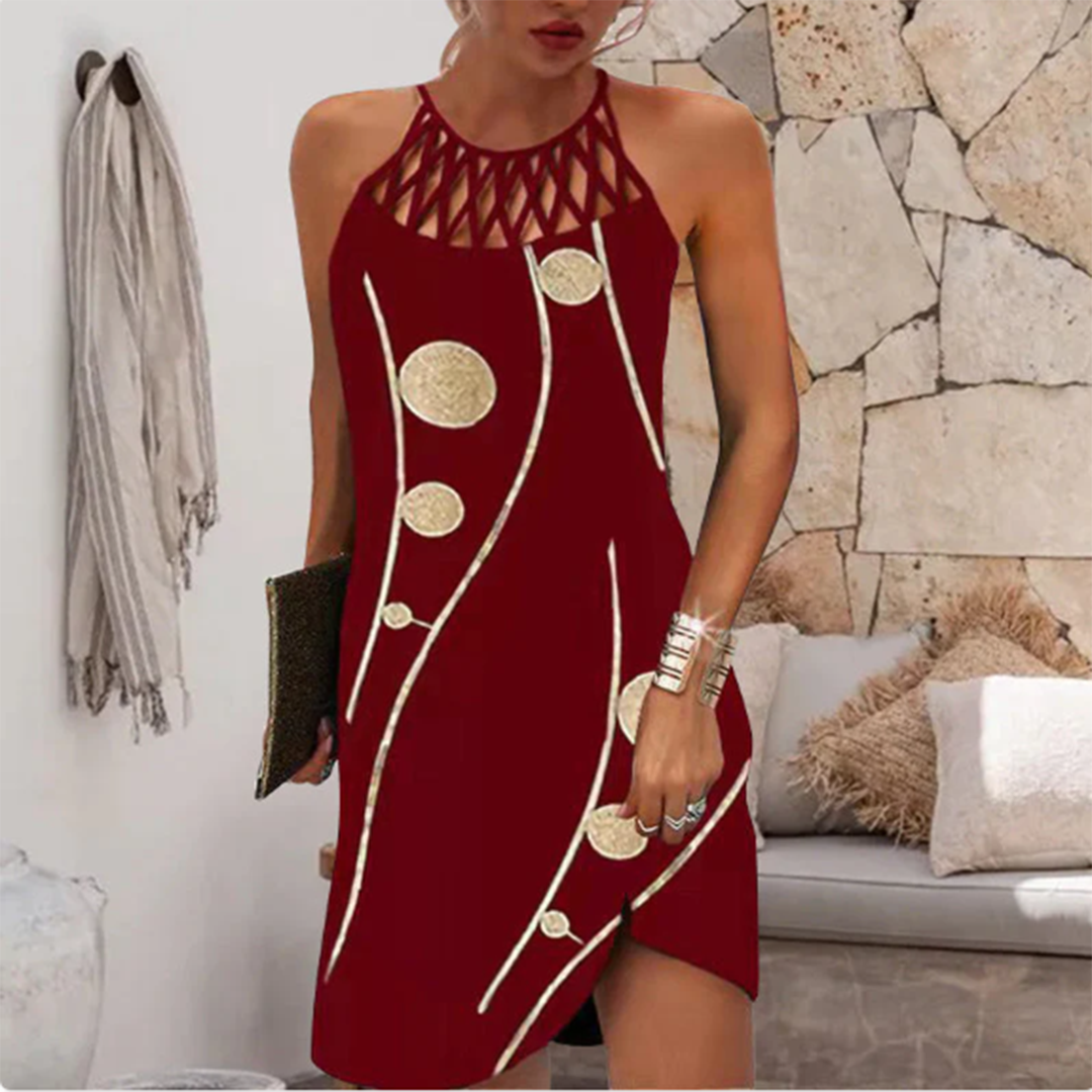 Robe Évasée Femme Imprimée avec Détails Ajourés | Élégante et Confortable pour le Printemps 2