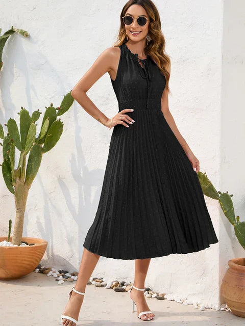 Robe Femme Plissée avec Dos-Nu en Tissu Respirant | Élégance et Confort pour Soirées et Événements 0