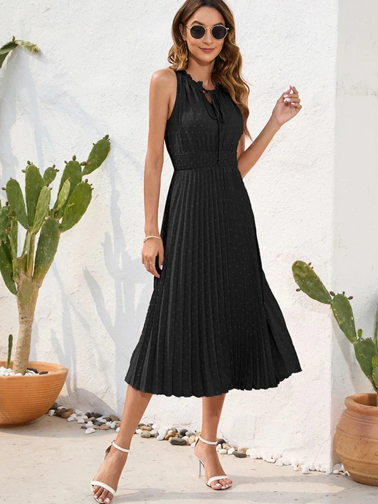 Robe Femme Plissée avec Dos-Nu en Tissu Respirant | Élégance et Confort pour Soirées et Événements 1
