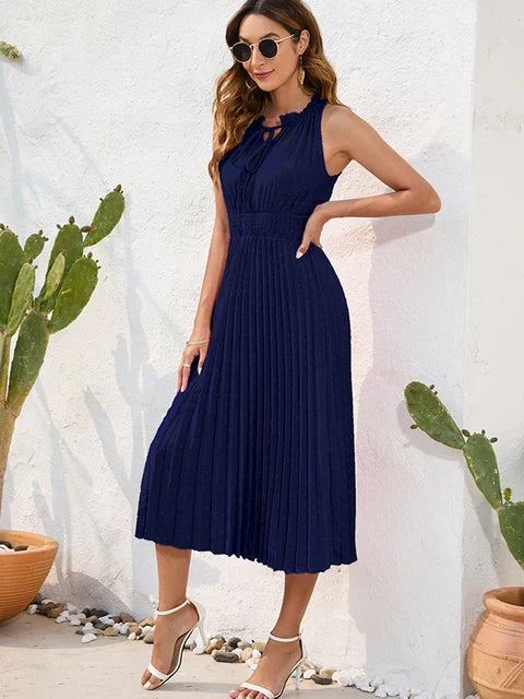 Robe Femme Plissée avec Dos-Nu en Tissu Respirant | Élégance et Confort pour Soirées et Événements 2