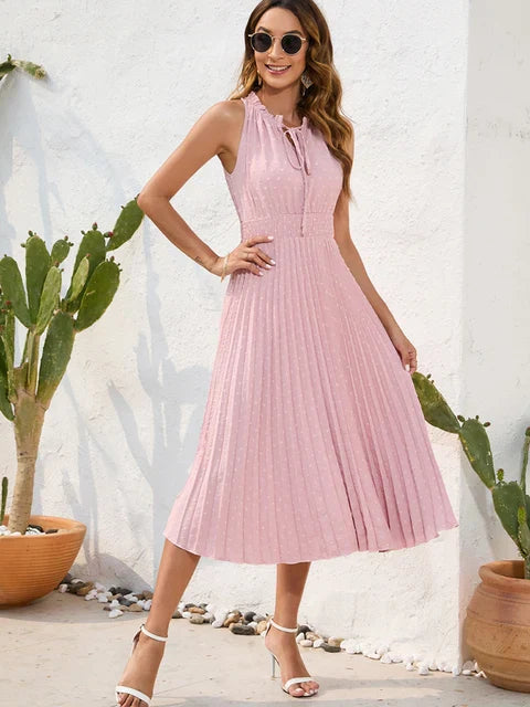 Robe Femme Plissée avec Dos-Nu en Tissu Respirant | Élégance et Confort pour Soirées et Événements 4