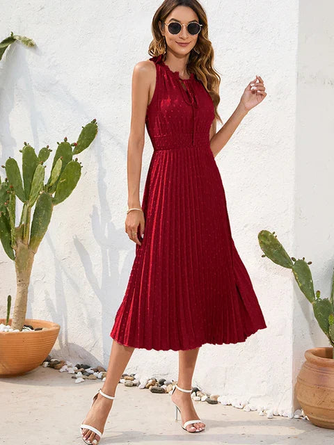 Robe Femme Plissée avec Dos-Nu en Tissu Respirant | Élégance et Confort pour Soirées et Événements 5