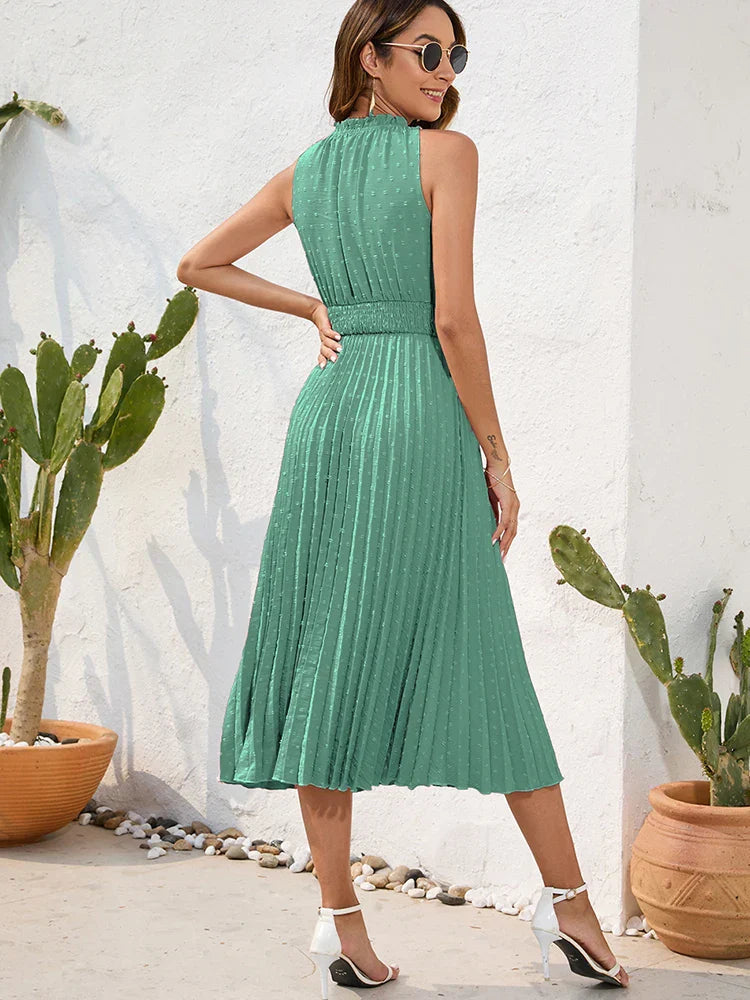 Robe Femme Plissée avec Dos-Nu en Tissu Respirant | Élégance et Confort pour Soirées et Événements 7