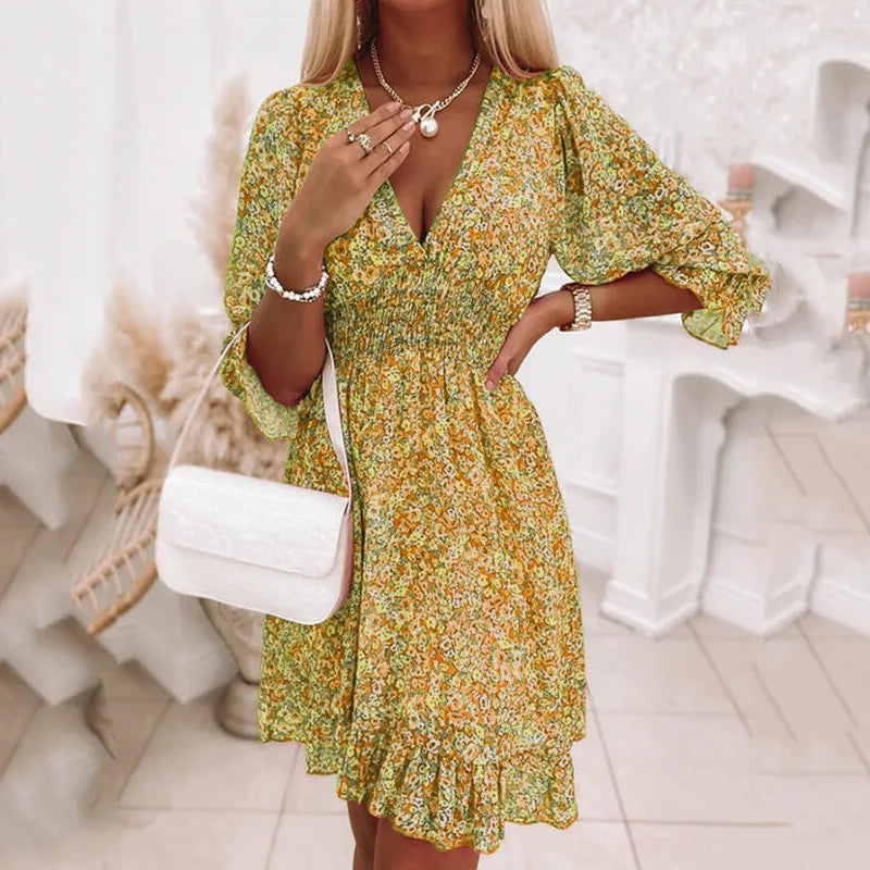 Robe Fleurie Femme Longue avec Manches Bouffantes | Élégance et Confort pour Toutes les Occasions 0