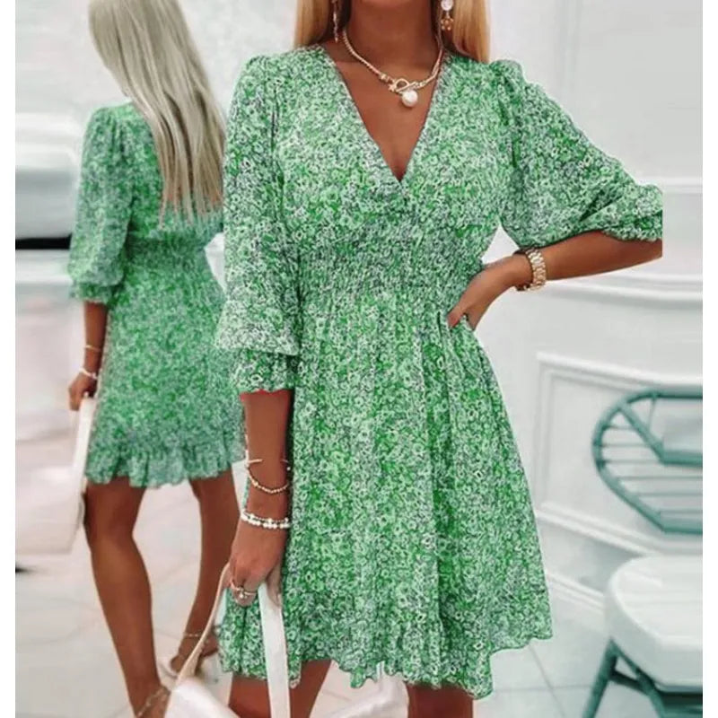 Robe Fleurie Femme Longue avec Manches Bouffantes | Élégance et Confort pour Toutes les Occasions 3