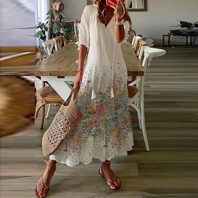 Robe Longue Femme Bohème avec Imprimé Ethnique | Confort Optimal pour l'Été 6